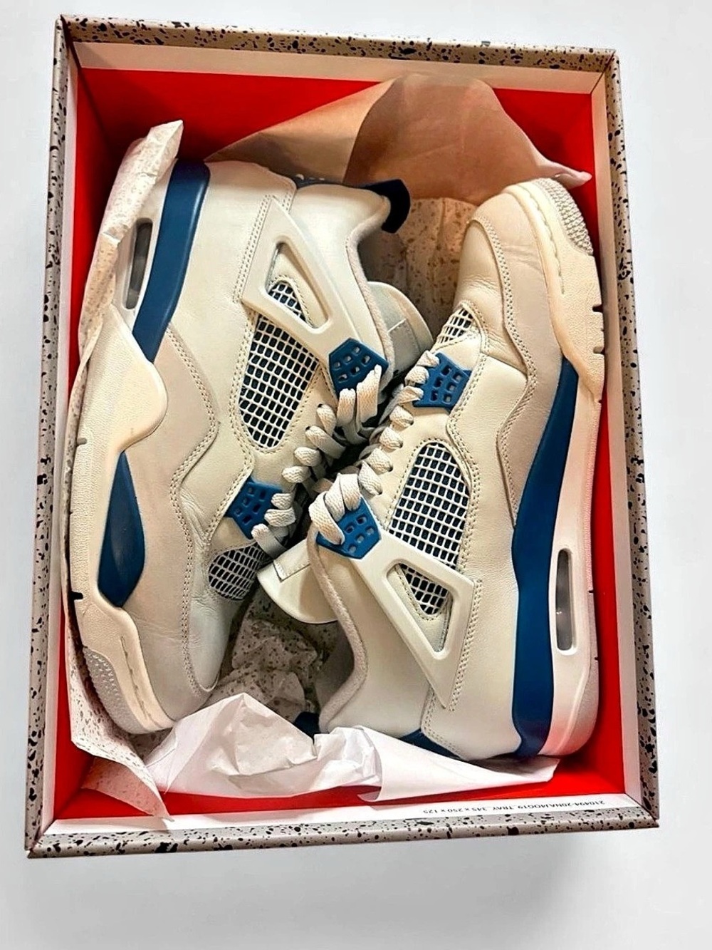 Nike Air Jordan 4 Retro Sneakers Off White & Military Blue US 10